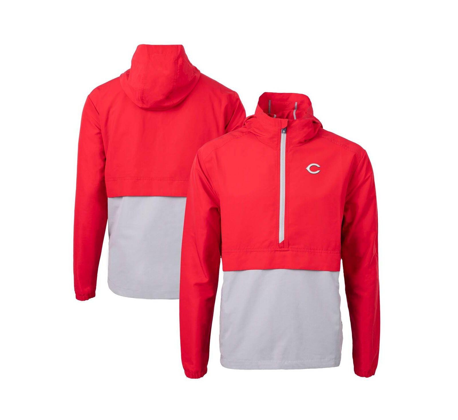 Cutter & Buck Men's Red/Gray Cincinnati Reds Charter Eco Half-Zip Anorak Jacket