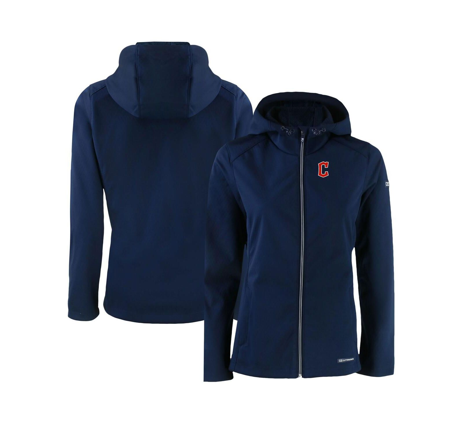 Женская ветровка Cutter & Buck Navy Cleveland Guardians Evoke Eco Softshell Full-Zip Jacket