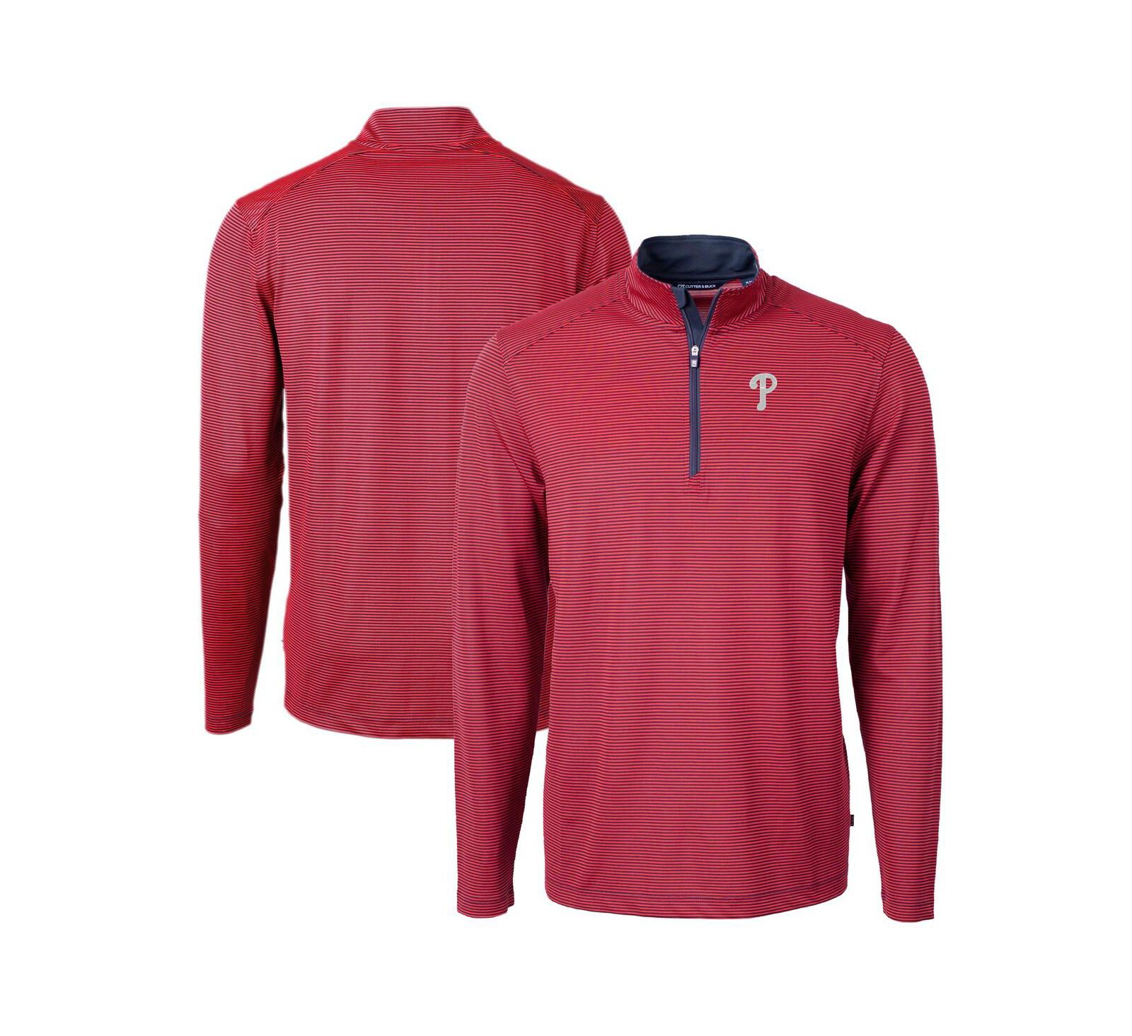 Мужской джемпер Cutter & Buck Philadelphia Phillies Virtue Eco Pique Micro Stripe Big & Tall Red/Navy