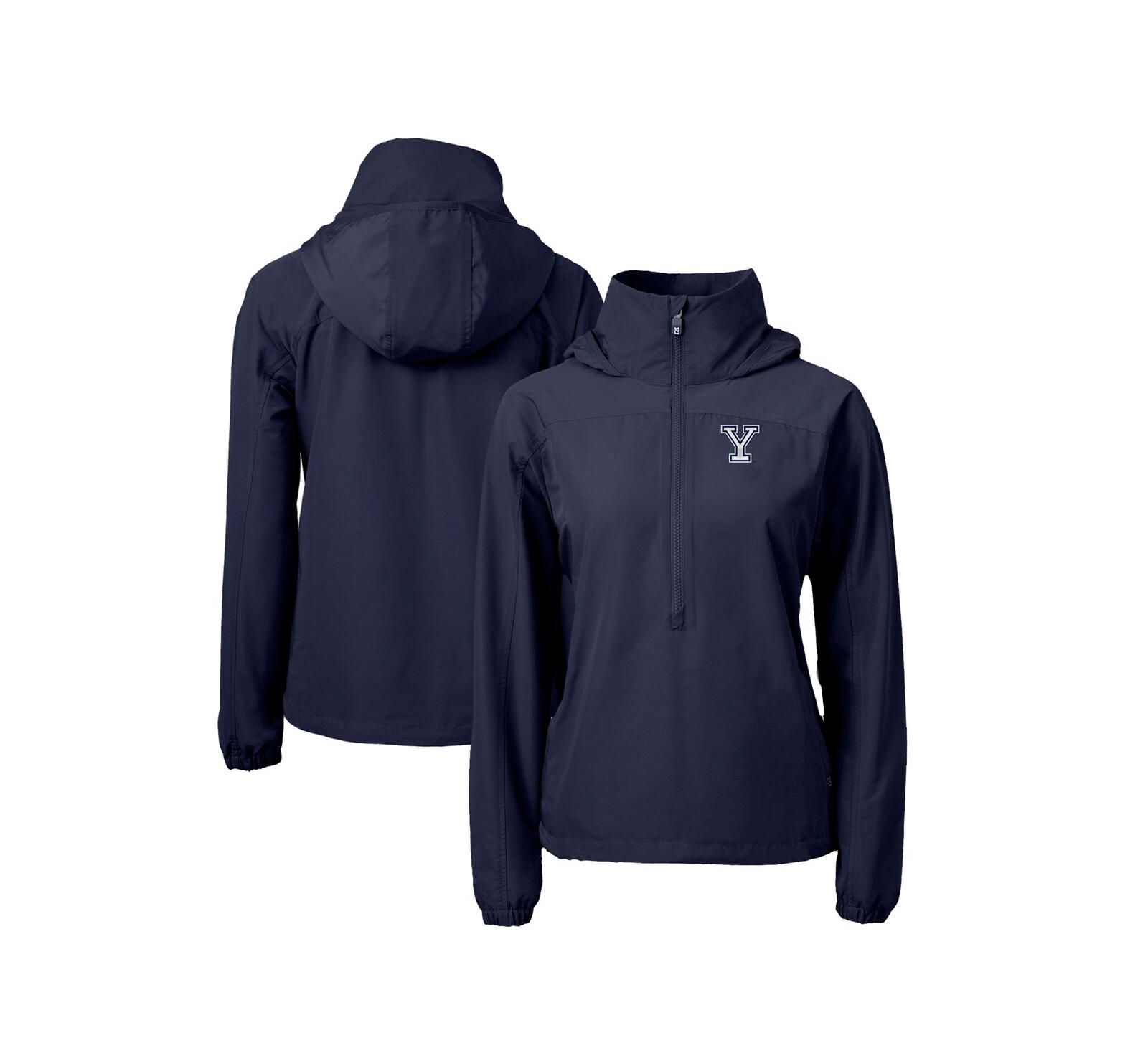 Cutter & Buck Women's Navy Yale Bulldogs Charter Eco Half-Zip Anorak Jacket
