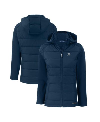 Cutter & Buck Women's Navy New York Yankees Evoke Hybrid Eco Softshell Full-Zip Hoodie Jacket