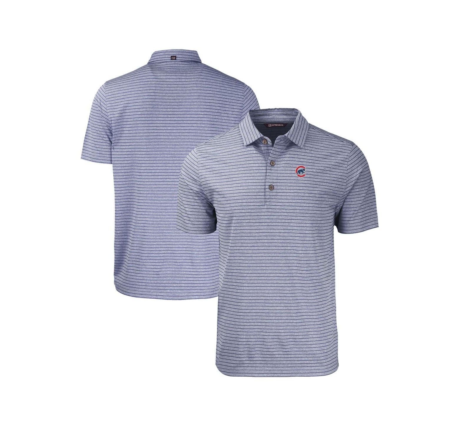 Cutter & Buck Men's Heather Navy Chicago Cubs Forge Eco Heathered Stripe Stretch Polo Shirt
