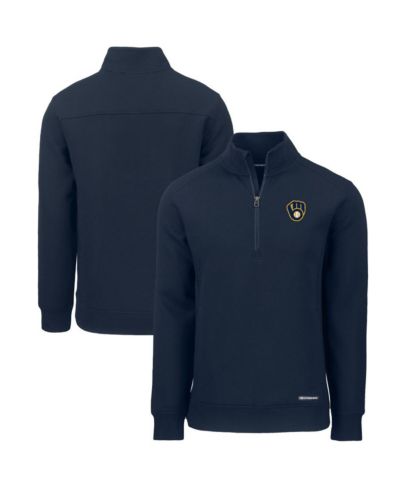 Cutter & Buck Men's Navy Milwaukee Brewers Roam Eco Quarter-Zip Pullover