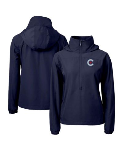 Cutter & Buck Women's Navy Chicago Cubs City Connect Charter Eco Half-Zip Anorak Jacket