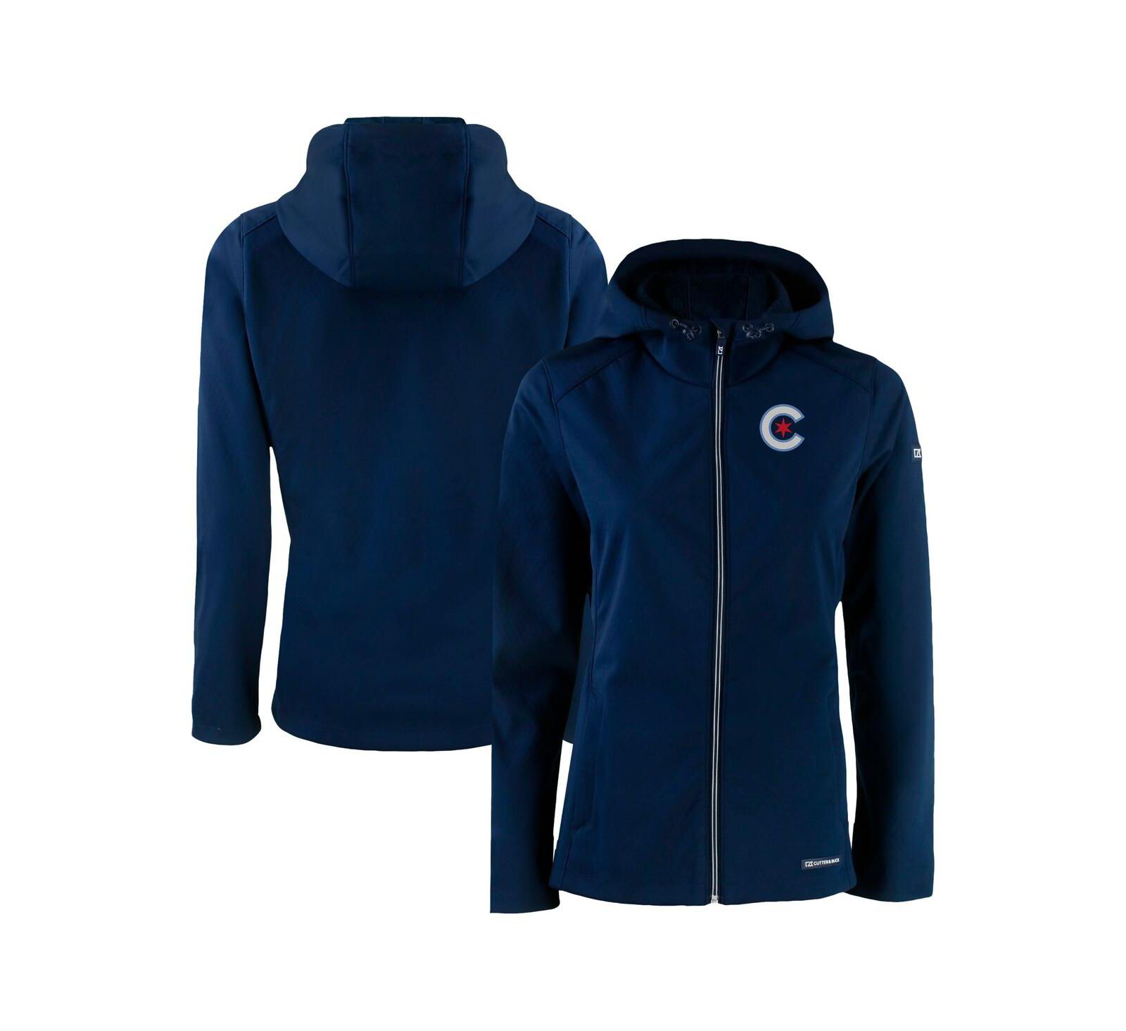Cutter & Buck Women's Navy Chicago Cubs City Connect Evoke Eco Softshell Full-Zip Hoodie Jacket