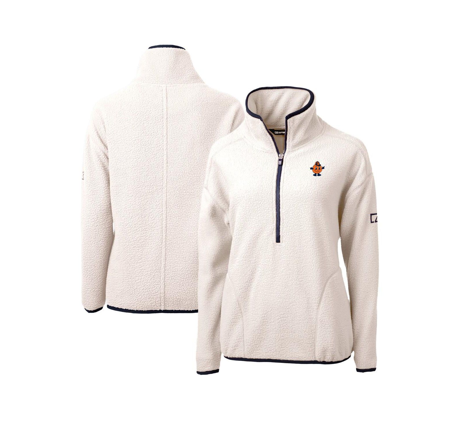 Куртка Cutter & Buck Women's Oatmeal Syracuse Orange Vault Cascade Eco Sherpa Fleece Half-Zip Pullover
