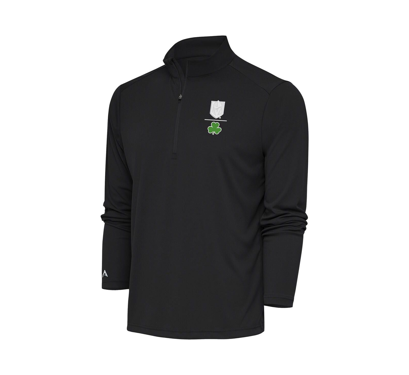 Мужской пуловер Antigua Vegas Golden Knights Shamrock Tribute с четверть-молнией charcoal