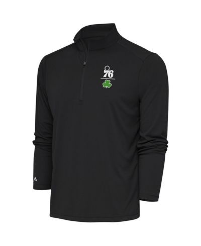 Antigua Men's Charcoal Philadelphia 76ers Shamrock Tribute Quarter-Zip Pullover