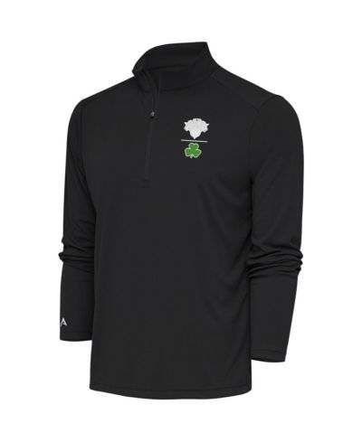 Antigua Men's Charcoal New York Knicks Shamrock Tribute Quarter-Zip Pullover