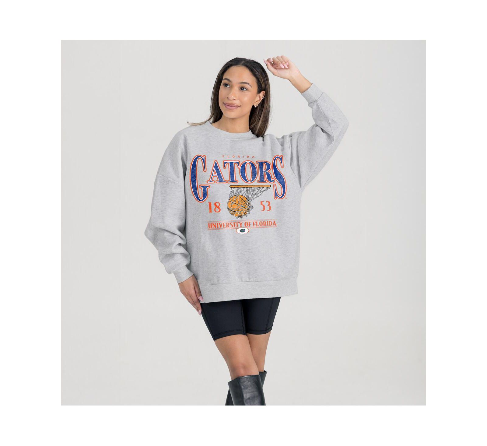 Gameday Couture Women's Gray Florida Gators Basketball Premium Fleece Drop Pullover Sweatshirt