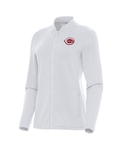 Antigua Women's White Cincinnati Reds Continual Full-Zip Jacket