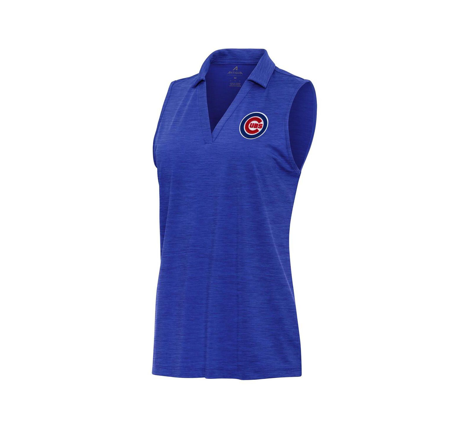Женская трикотажная футболка без рукавов Antigua Chicago Cubs Layout, цвет Heather Royal