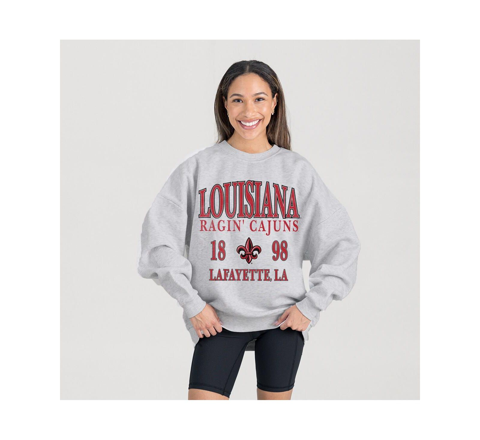 Gameday Couture Women's Ash Louisiana Ragin' Cajuns Premium Fleece Pullover Sweatshirt