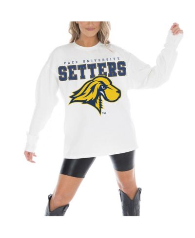 Женская оверсайз футболка Gameday Couture Pace University Setters Big Goals White Long Sleeve