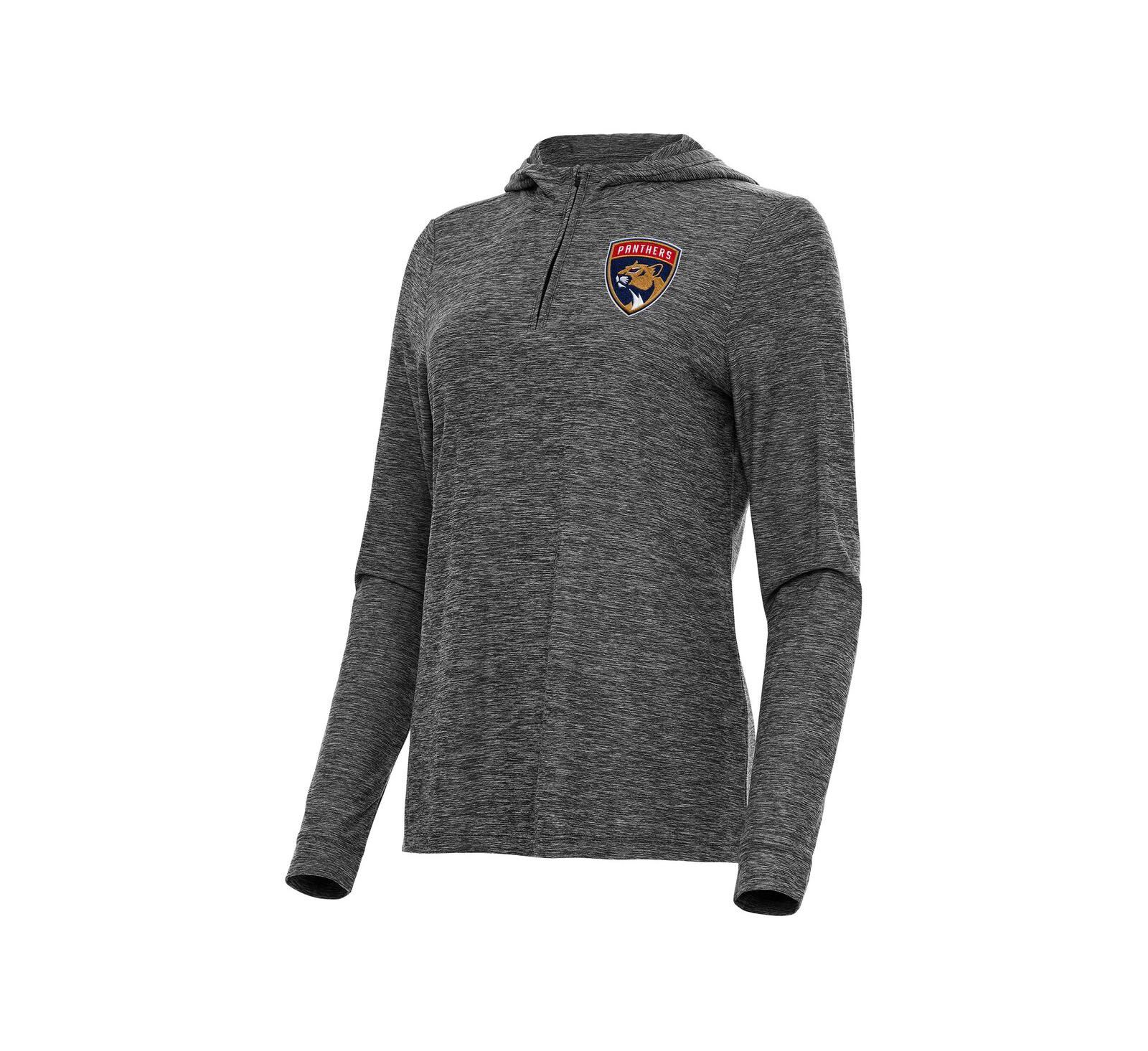 Antigua Women's Heather Black Florida Panthers Daybreak Quarter-Zip Hoodie