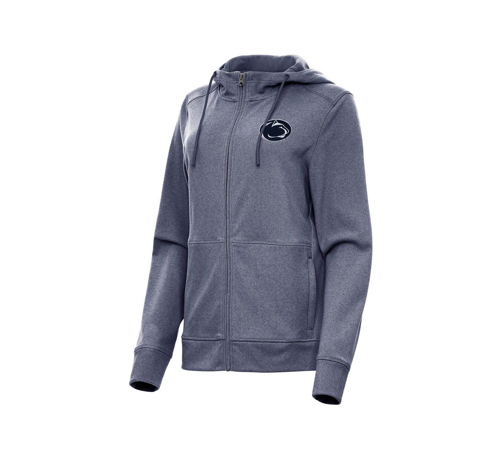 Женский укороченный худи Antigua Heather Navy Penn State Nittany Lions Seeker Full-Zip