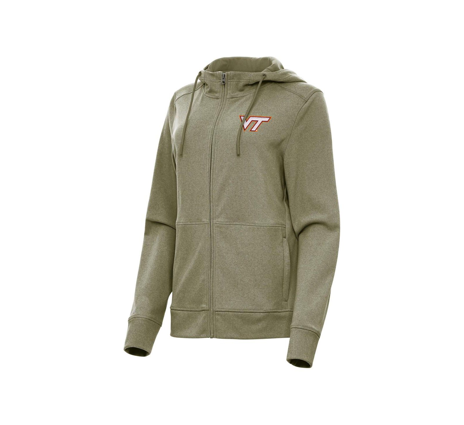 Худи Antigua Women's Olive Virginia Tech Hokies Seeker Full-Zip