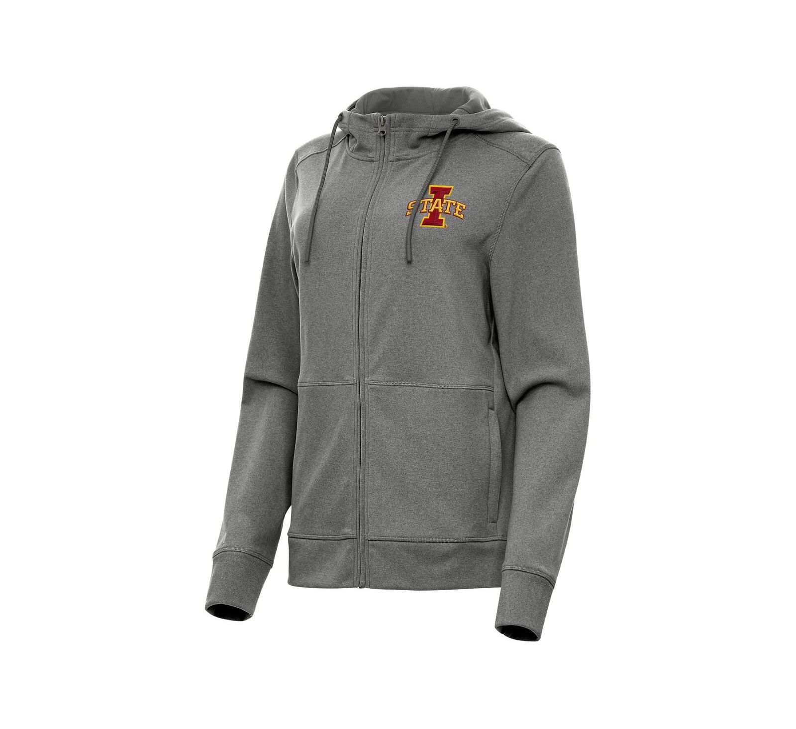 Женское худи Antigua Heather Black Iowa State Cyclones Seeker Full-Zip