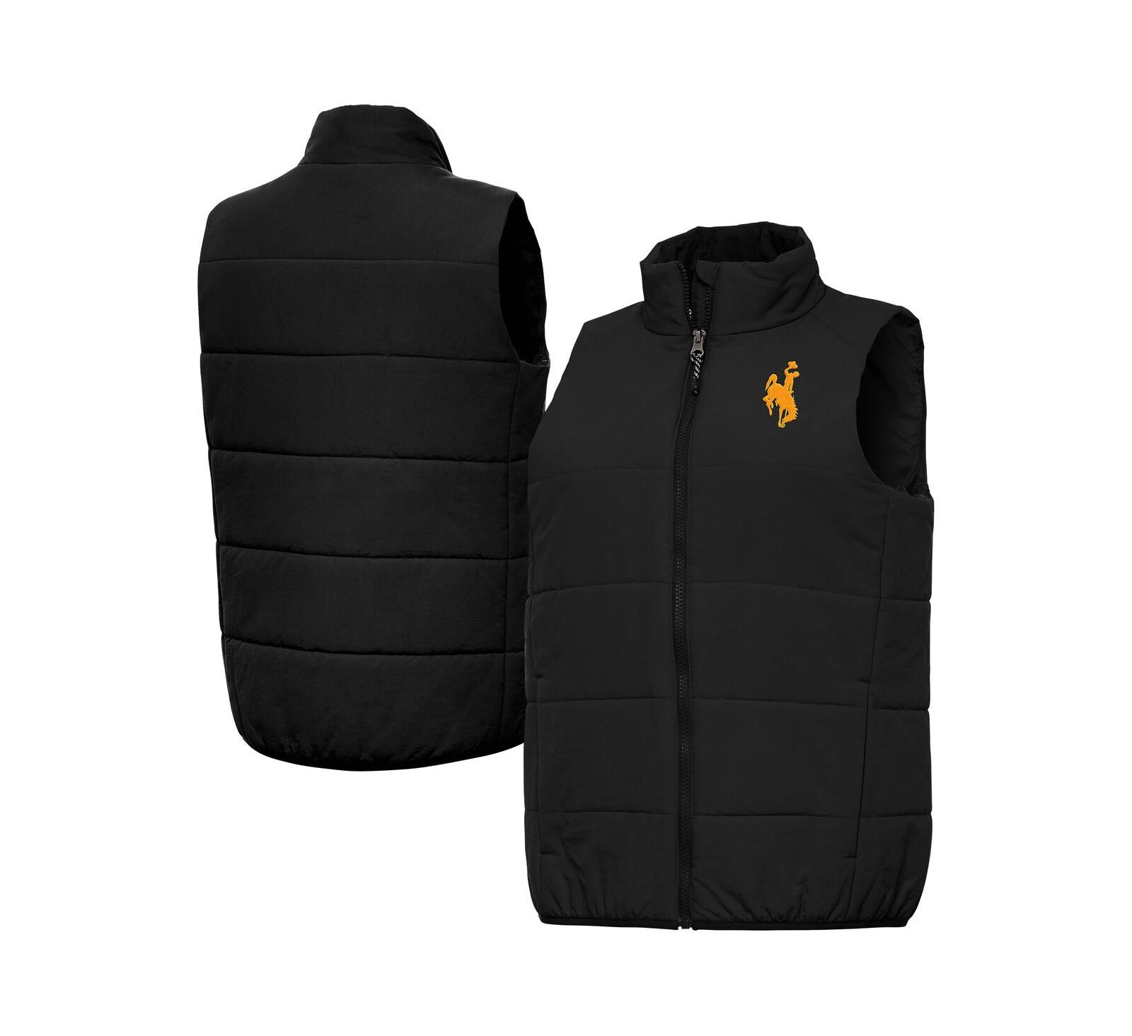 Antigua Women's Black Wyoming Cowboys Experience Full-Zip Puffer Vest