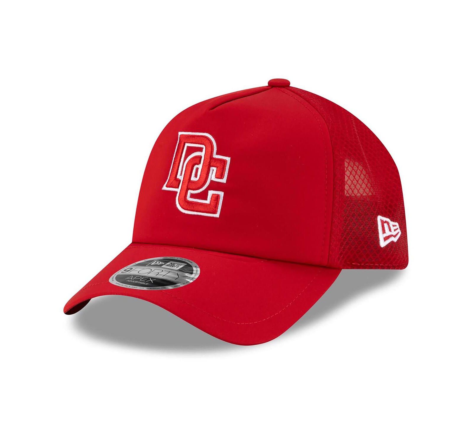 Мужская кепка New Era Washington Nationals 2026 Batting Practice Apex 9FORTY Adjustable Trucker Hat, Red