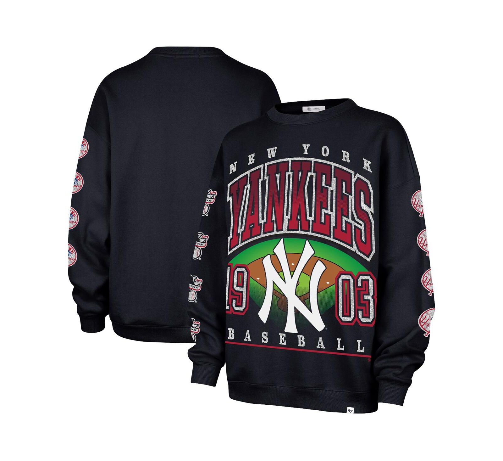 Женское худи оверсайз '47 Brand Navy New York Yankees Trendy Team Go Big