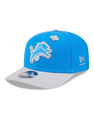 Мужская регулируемая кепка New Era Blue/Silver Detroit Lions 2026 NFL Draft 9SEVENTY