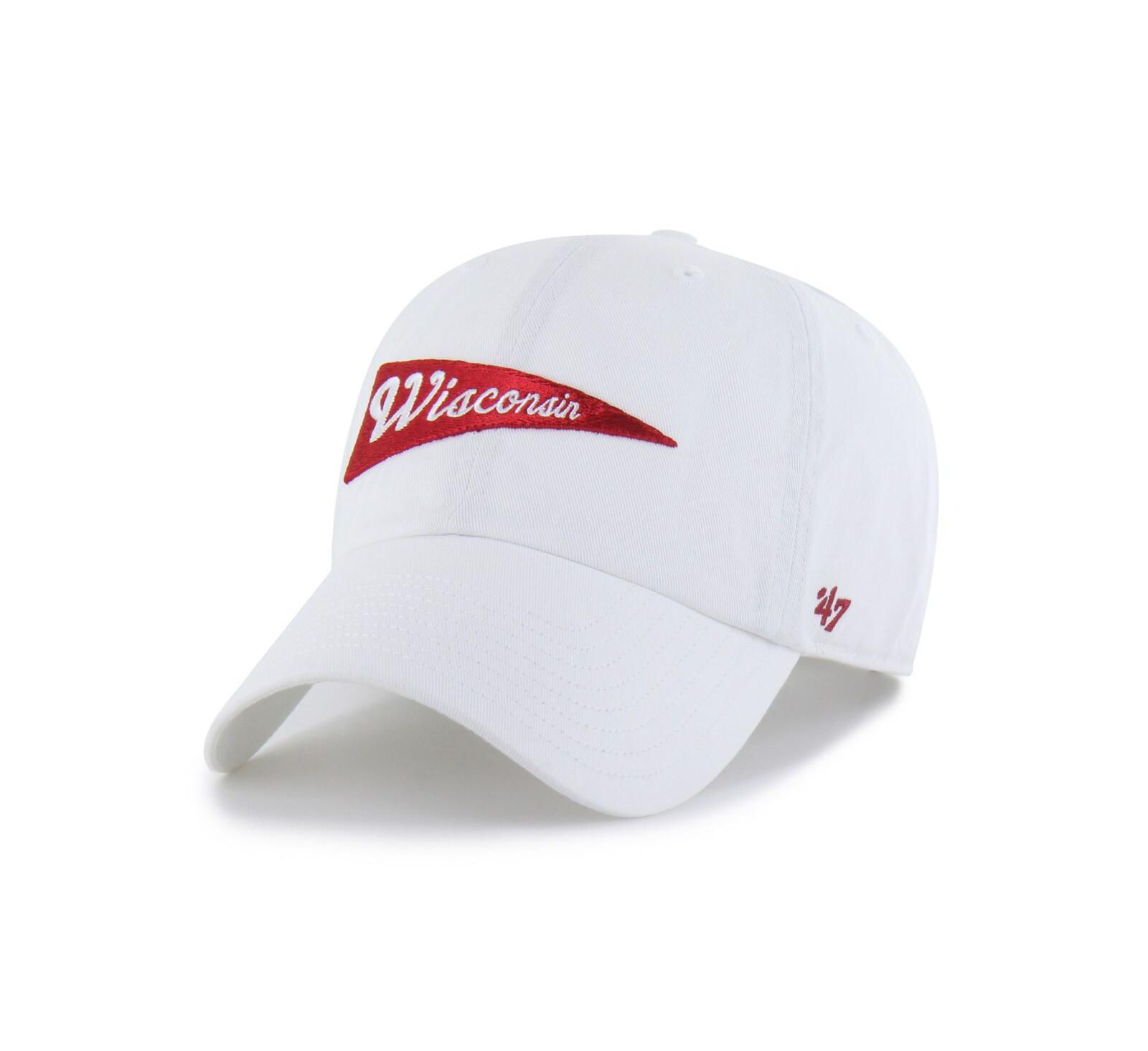 Мужская кепка '47 Brand White Wisconsin Badgers Vault Clean Up Adjustable