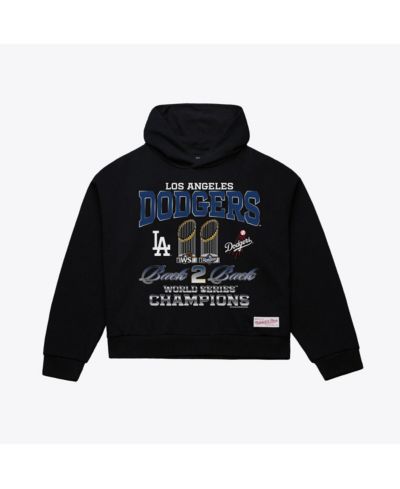 Mitchell & Ness Women's Mitchell Ness Black Los Angeles Dodgers Back 2 Back Trophies Cropped Hoodie