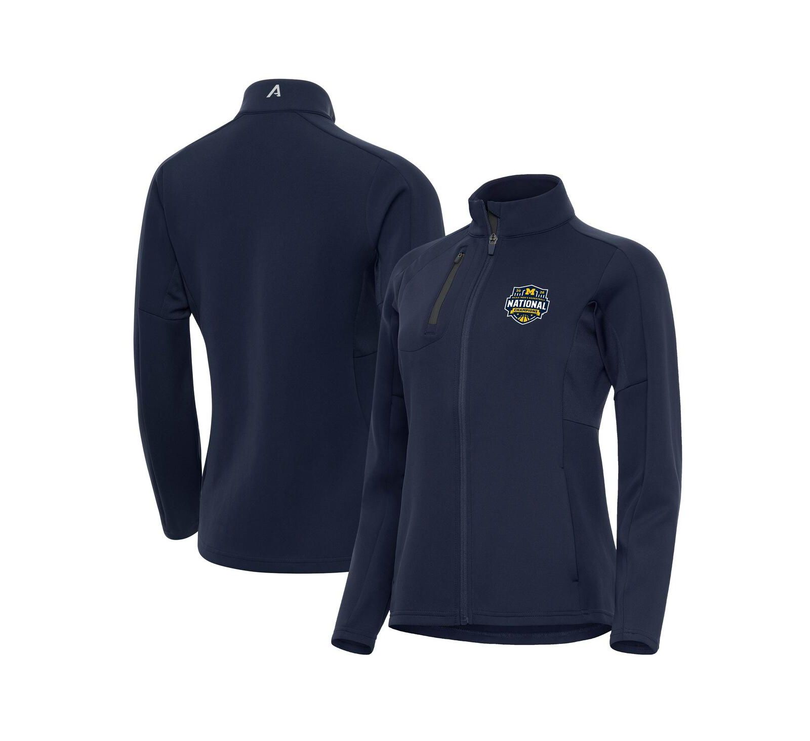 Женская куртка Antigua Navy Michigan Wolverines 2026 NCAA Men's Basketball National Champions Full-Zip