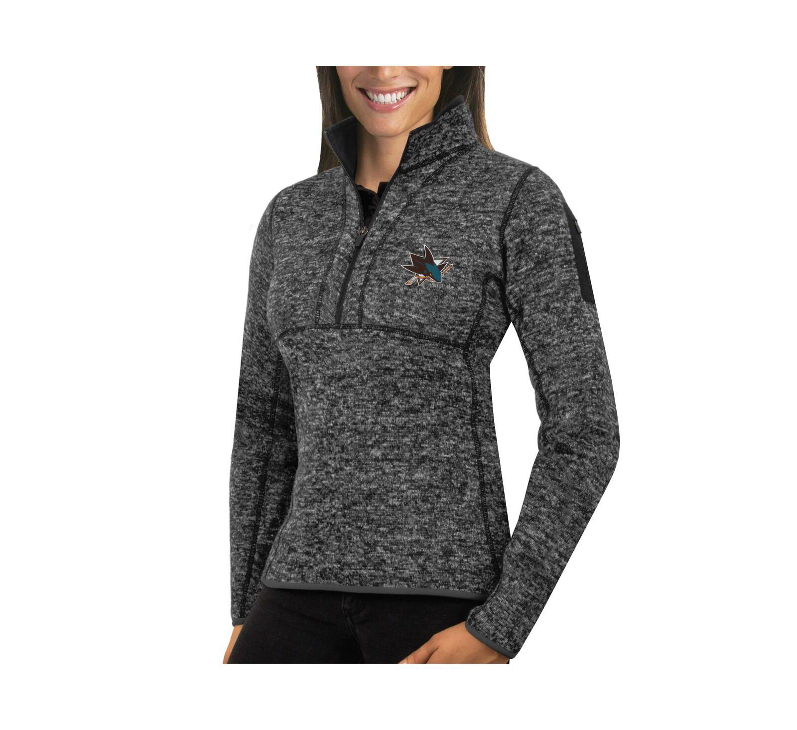 Женская толстовка Antigua Charcoal San Jose Sharks Fortune Half-Zip