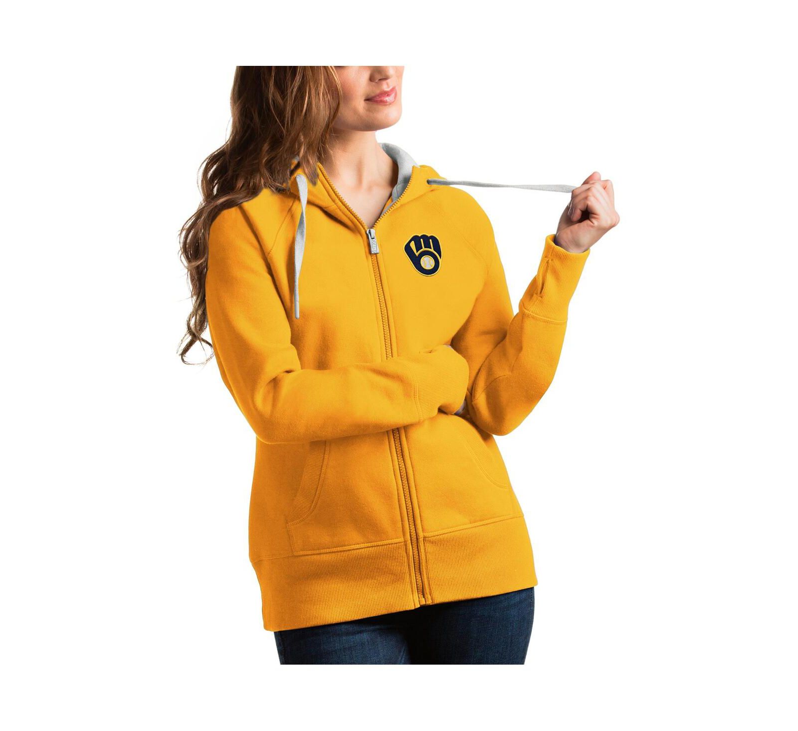 Antigua Women's Gold Milwaukee Brewers Victory Full-Zip Hoodie