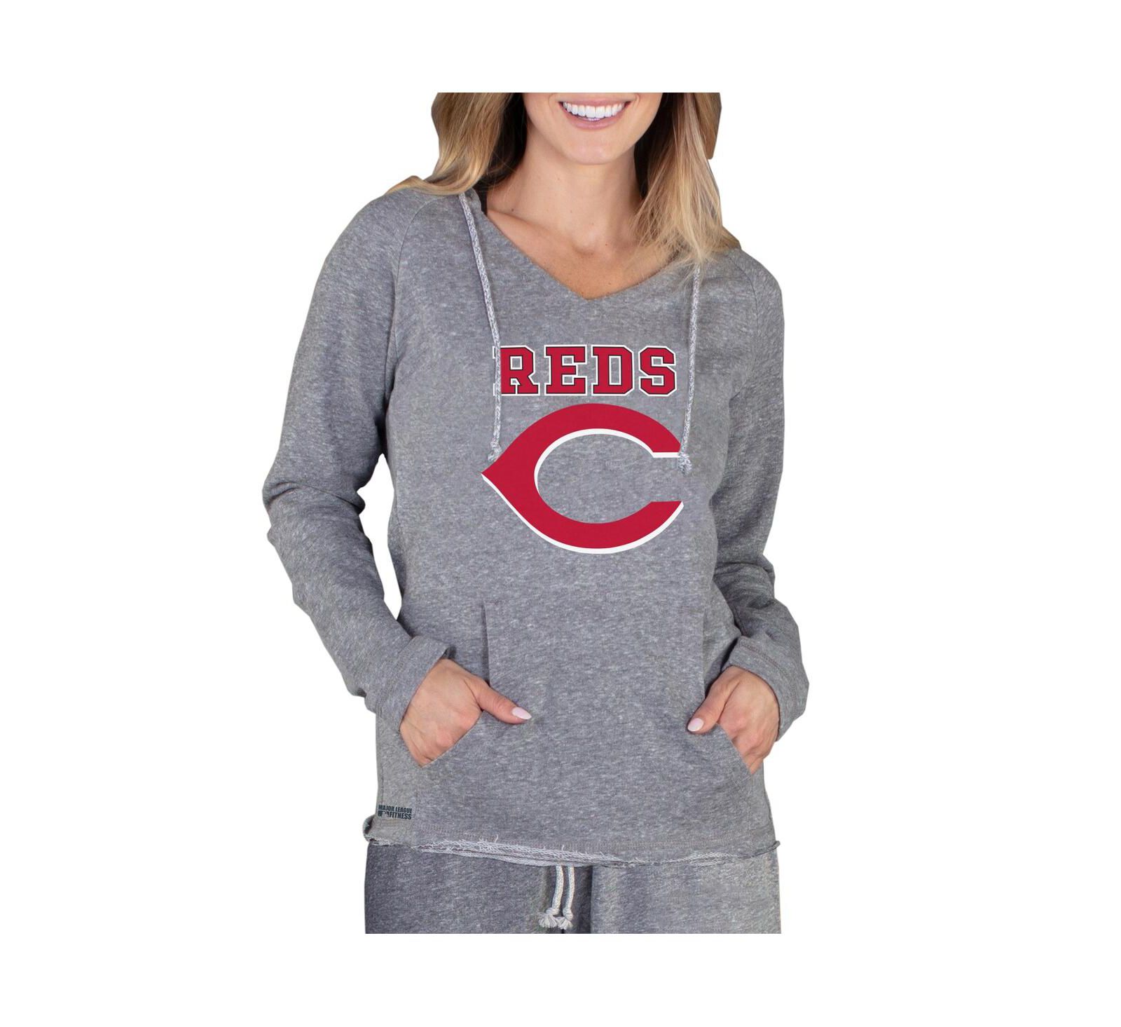 Женская толстовка Concepts Sport Gray Cincinnati Reds с длинным рукавом из махровой ткани