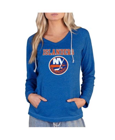 Concepts Sport Женский лонгслив с капюшоном Terry Tri-Blend, королевский синий, New York Islanders