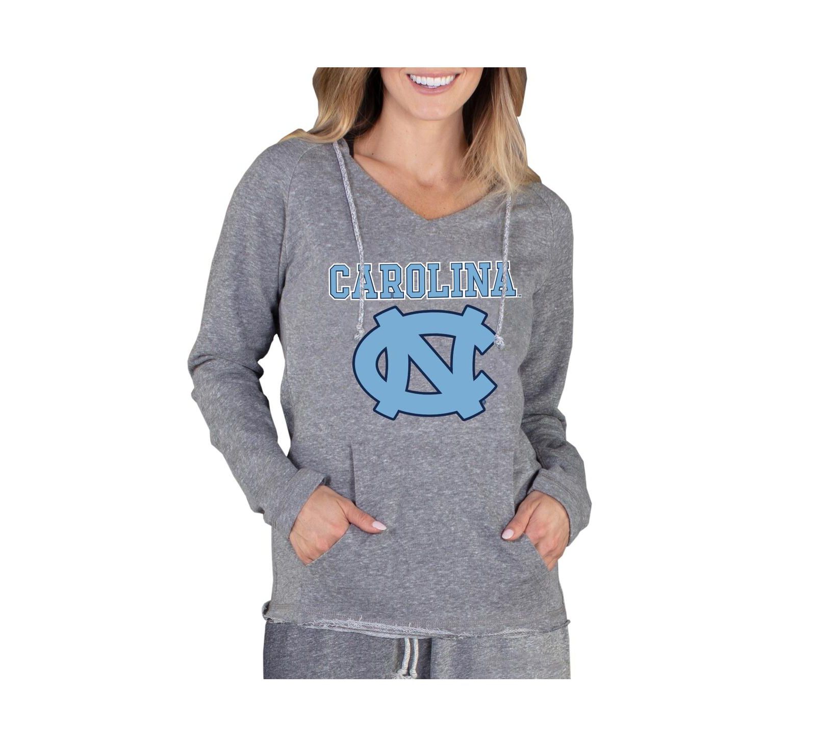 Женское худи Concepts Sport North Carolina Tar Heels, серое, легкое, из махровой ткани