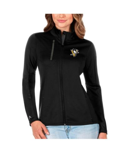 Antigua куртка-толстовка Pittsburgh Penguins Full-Zip для женщин, черная/угольная