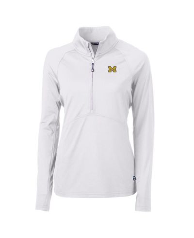Cutter & Buck Women's White Michigan Wolverines Adapt Eco Knit Half-Zip Pullover Jacket