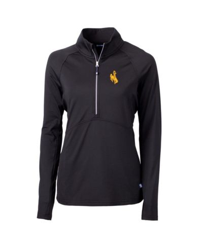 Cutter & Buck Women's Black Wyoming Cowboys Adapt Eco Knit Half-Zip Pullover Jacket