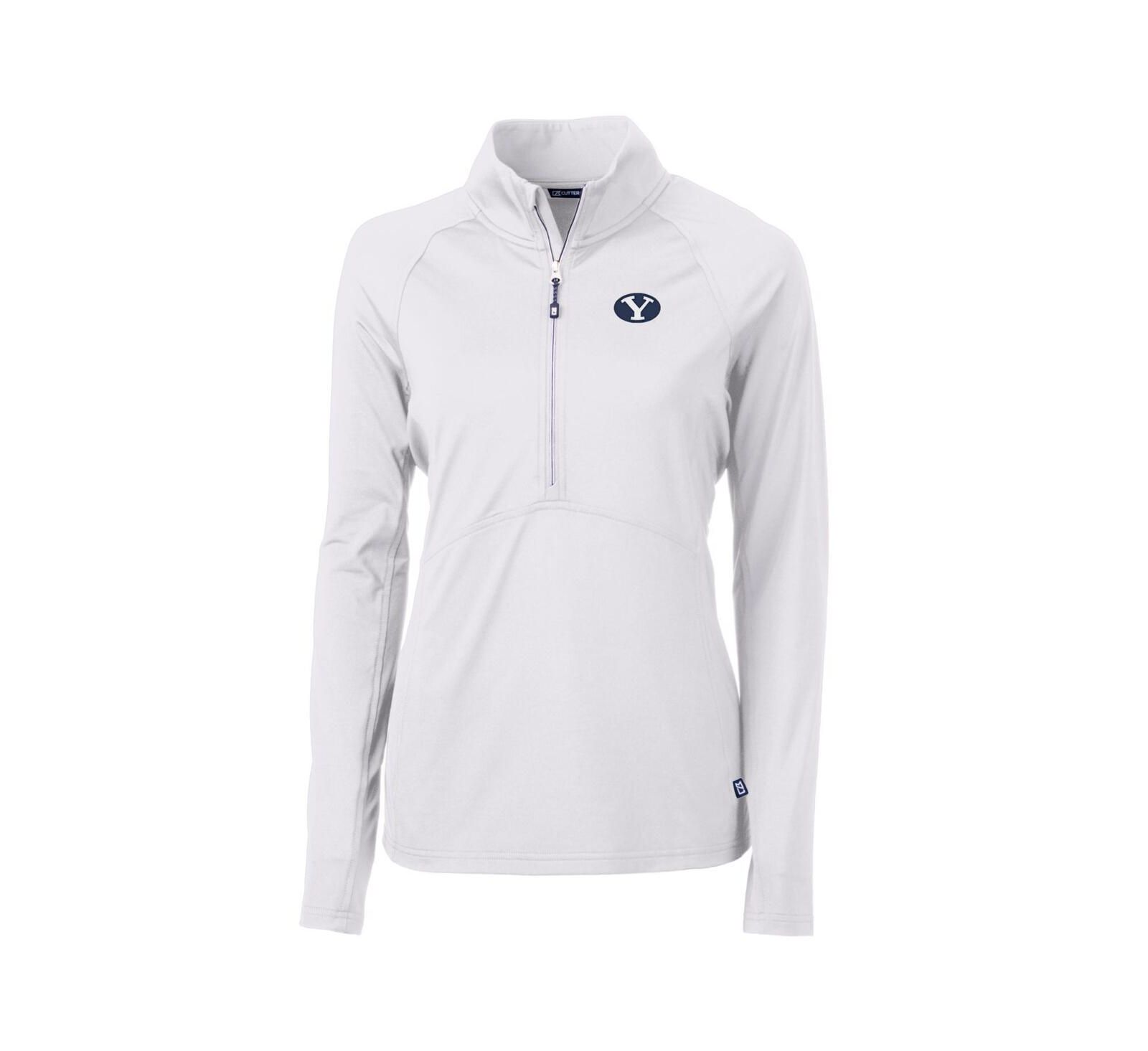 Cutter & Buck Women's White BYU Cougars Adapt Eco Knit Half-Zip Pullover Jacket