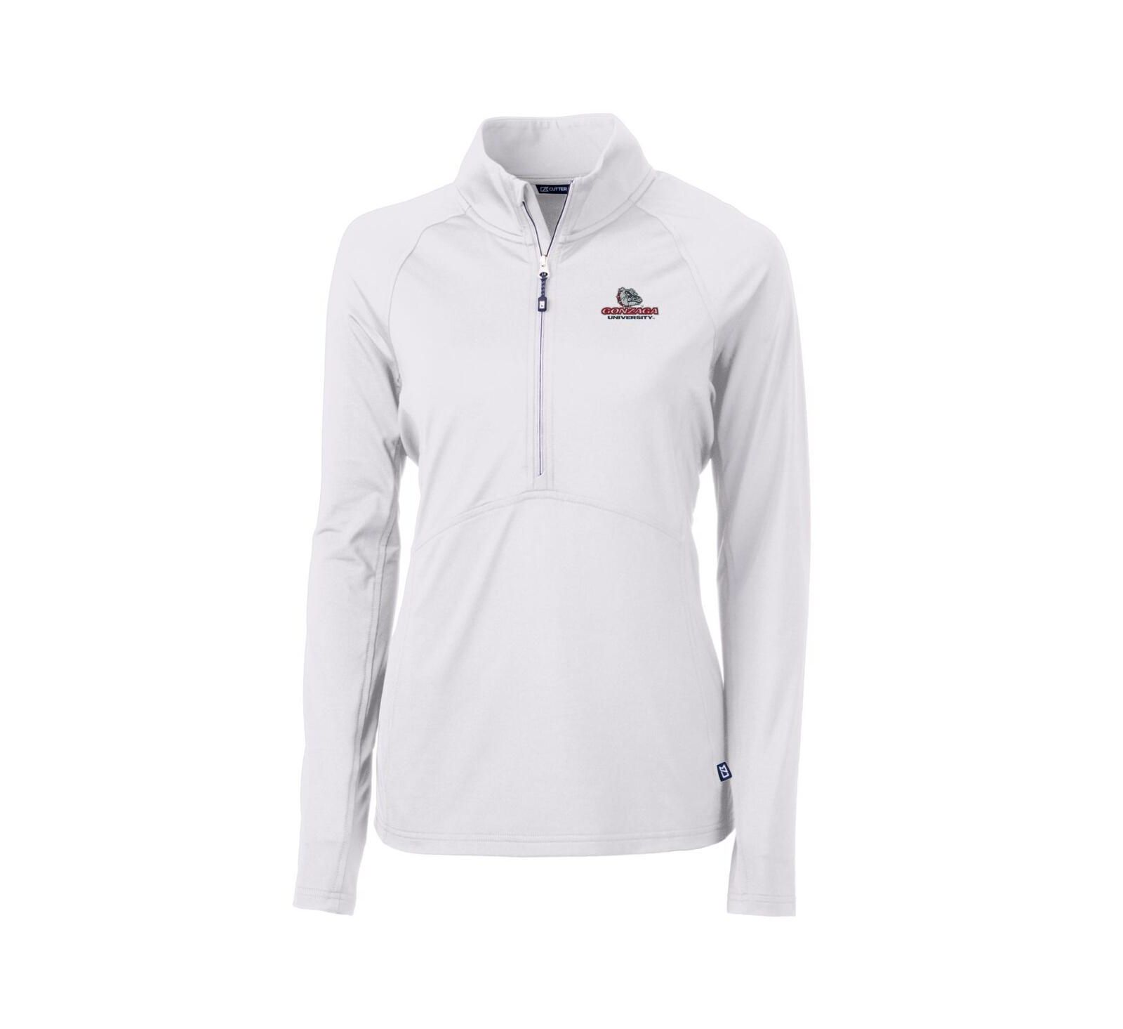Cutter & Buck Women's White Gonzaga Bulldogs Adapt Eco Knit Half-Zip Pullover Jacket