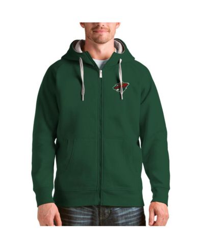 Antigua Men's Green Minnesota Wild Logo Victory Full-Zip Hoodie