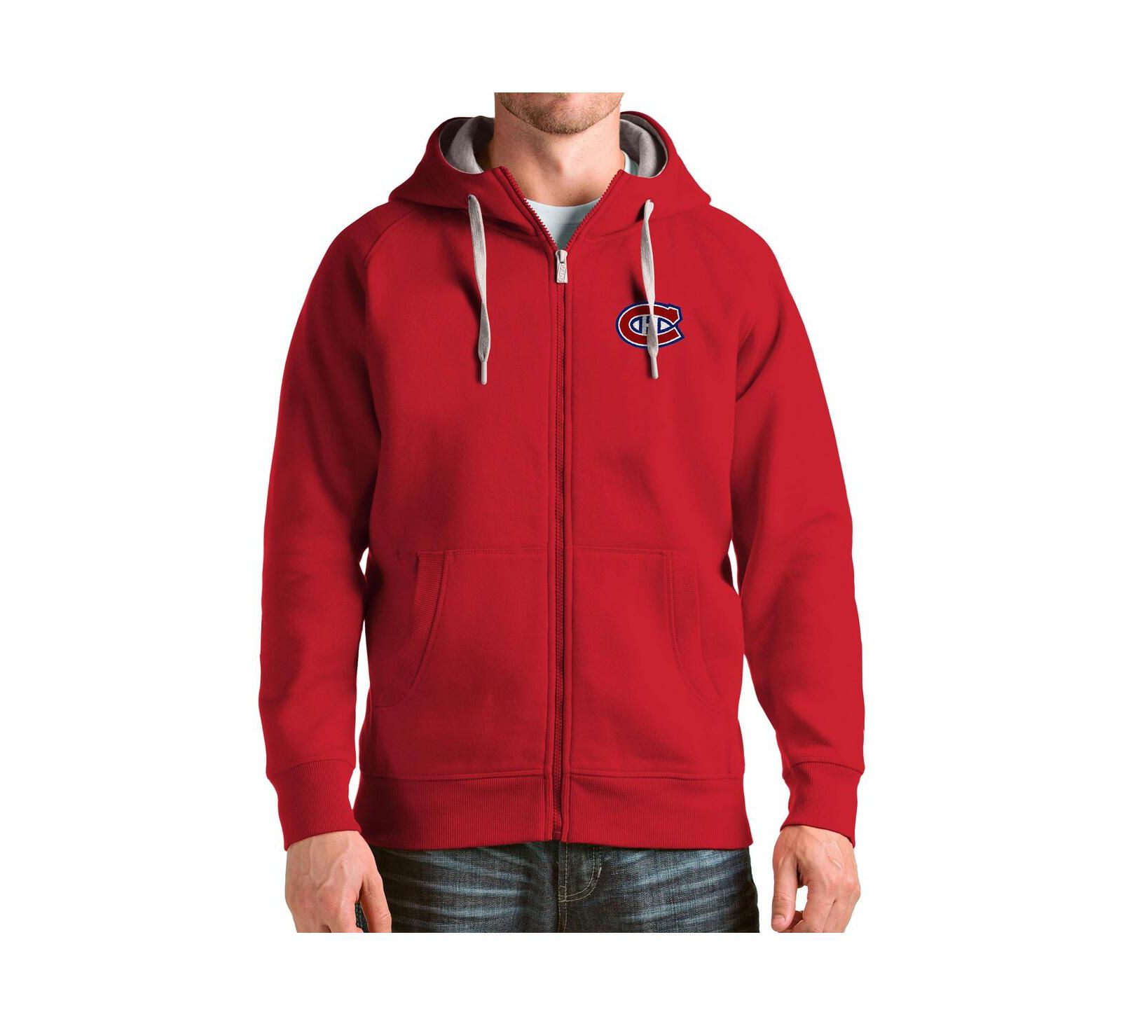 Мужское худи Antigua Red Montreal Canadians Logo Victory Full-Zip