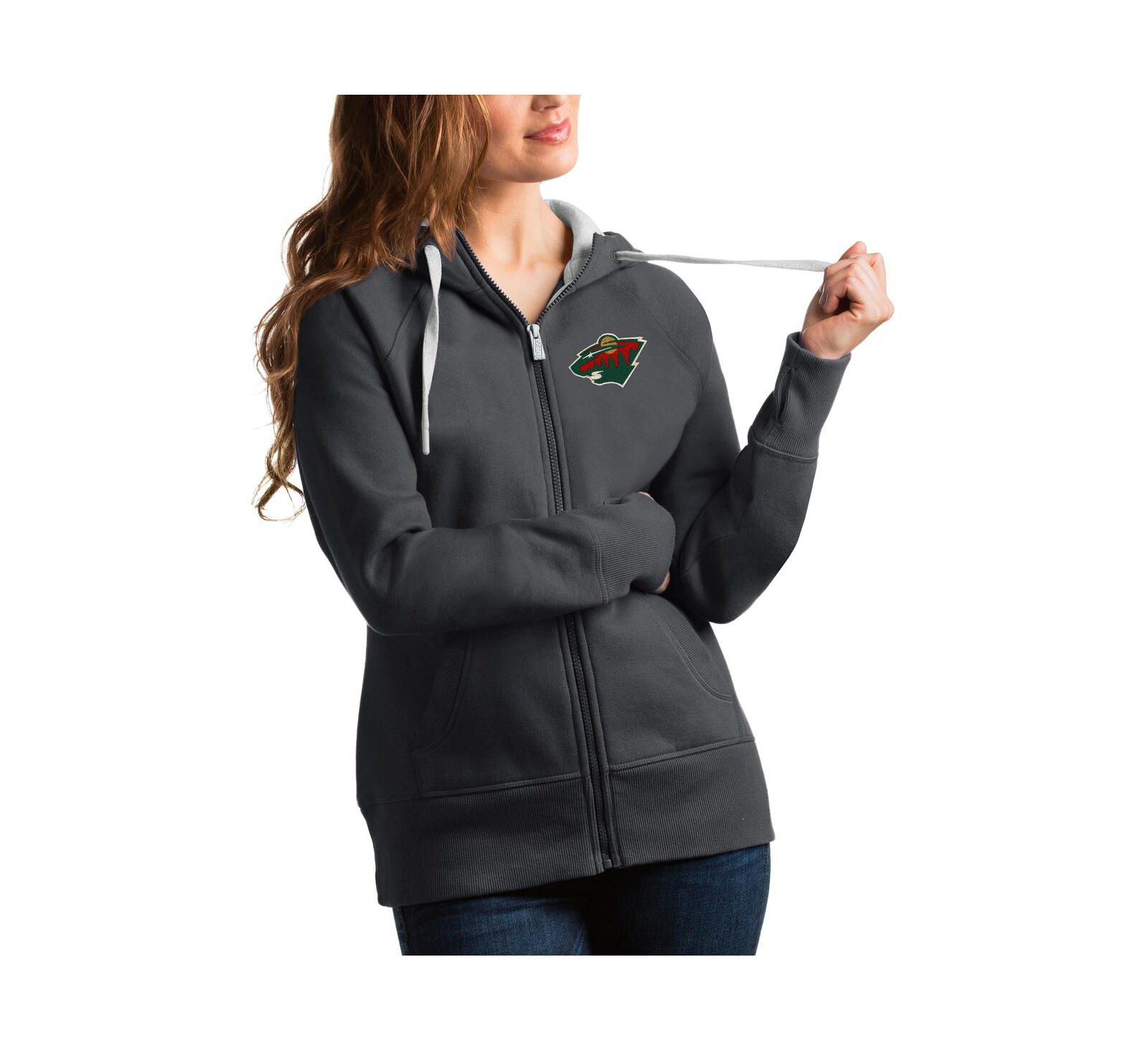 Antigua Women's Charcoal Minnesota Wild Victory Full-Zip Hoodie