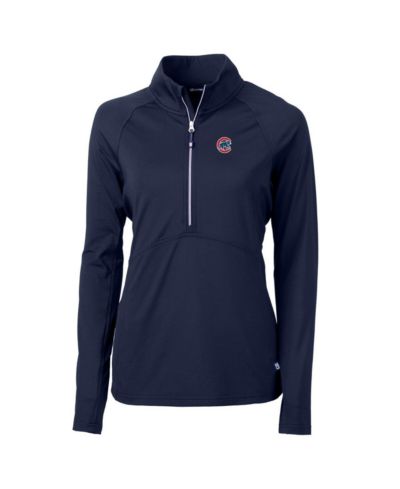 Женский пуловер Cutter & Buck Navy Chicago Cubs Adapt Eco Knit Stretch с полумолнией