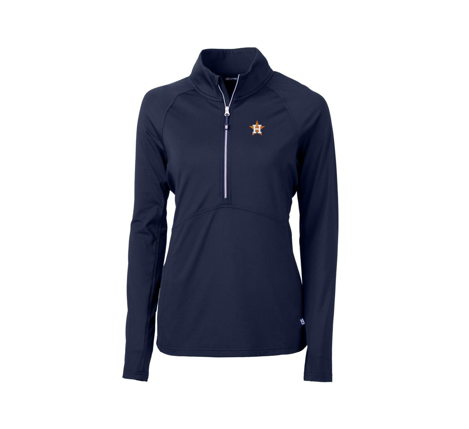 Женский джемпер Cutter & Buck Navy Houston Astros Adapt Eco Knit Stretch Half-Zip Pullover Top