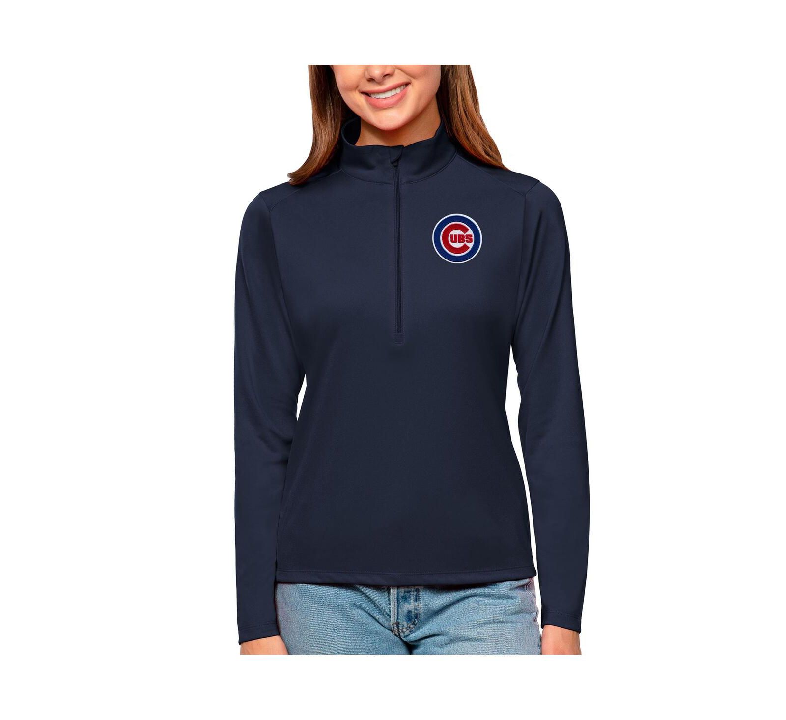 Женский джемпер Antigua Chicago Cubs Tribute с молнией, темно-синий