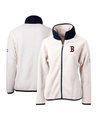 Cutter & Buck Women's White/Navy Boston Red Sox Cascade Eco Sherpa Fleece Full-Zip Jacket