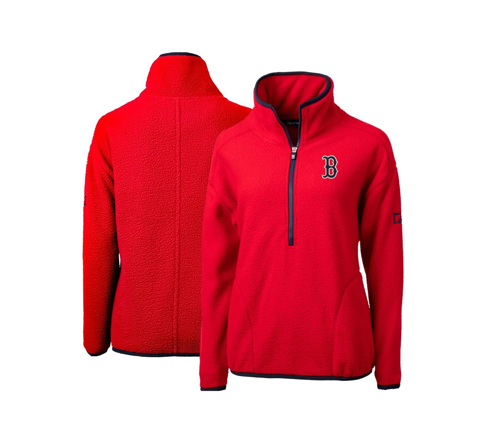 Cutter & Buck Women's Red Boston Red Sox Cascade Eco Sherpa Fleece Quarter-Zip Pullover Jacket