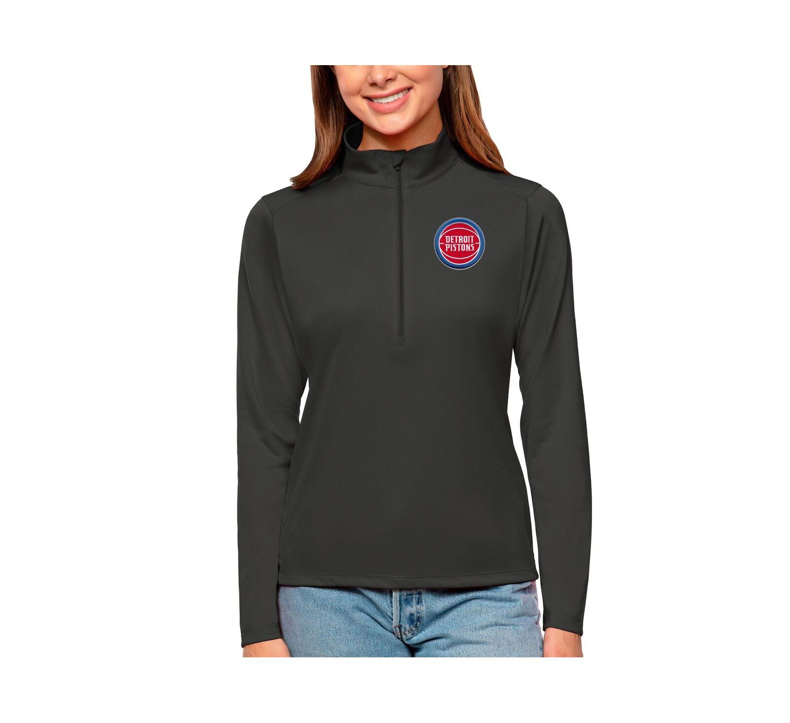 Топ Antigua Women's Charcoal Detroit Pistons Tribute Half-Zip