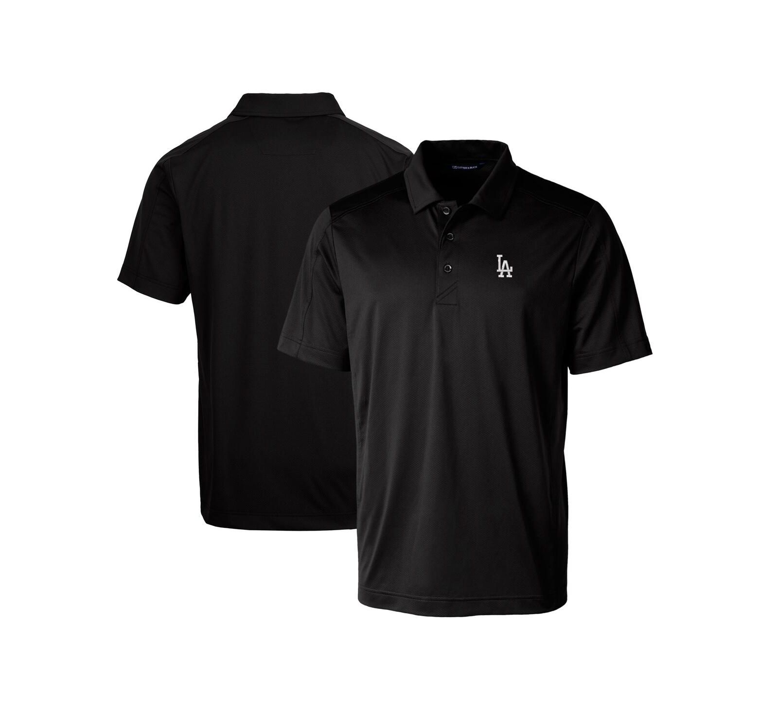 Cutter & Buck Men's Black Los Angeles Dodgers Prospect Textured Stretch Big & Tall Polo Shirt