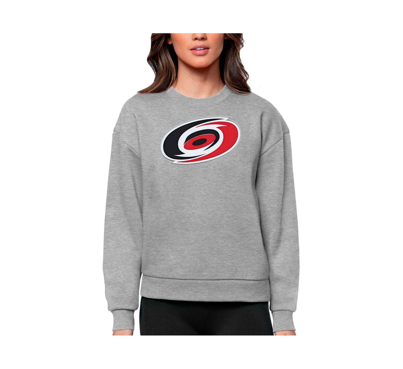 Женская толстовка Antigua Heather Gray Carolina Hurricanes Victory Crewneck Pullover